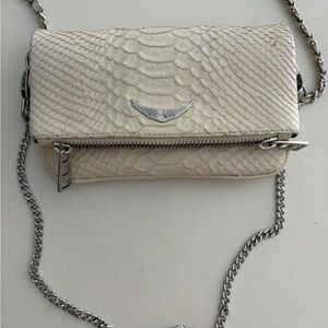 Zadig & Voltaire Cream Crossbody Bag with Silver Chain